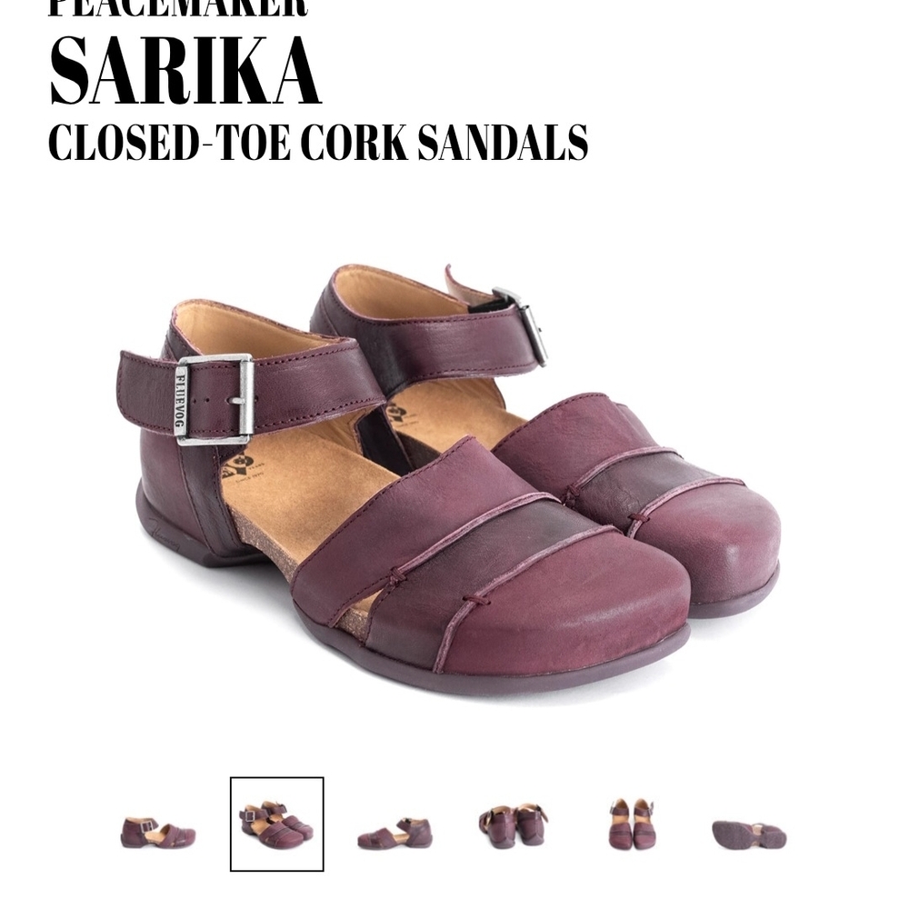 Fluevog Peacemaker Sarika Closed-Toe Cork Sandals